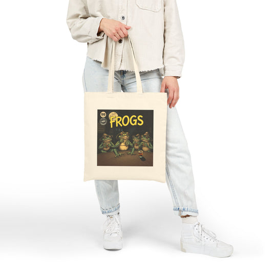 Bar Hopping Frogs Cotton Canvas Tote Bag