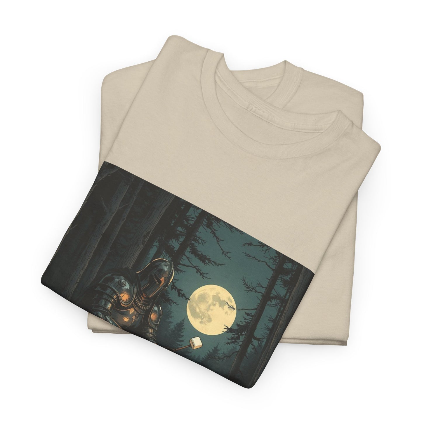 Vintage Comic Cover Knight Of Marshmallows Moonlit Campfire Unisex Tee