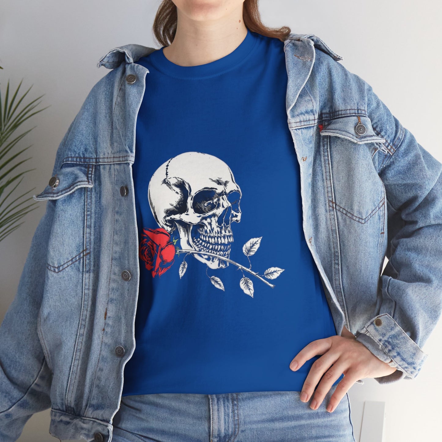Skelly Goth Skull And Rose Unisex Heavy Cotton Tee