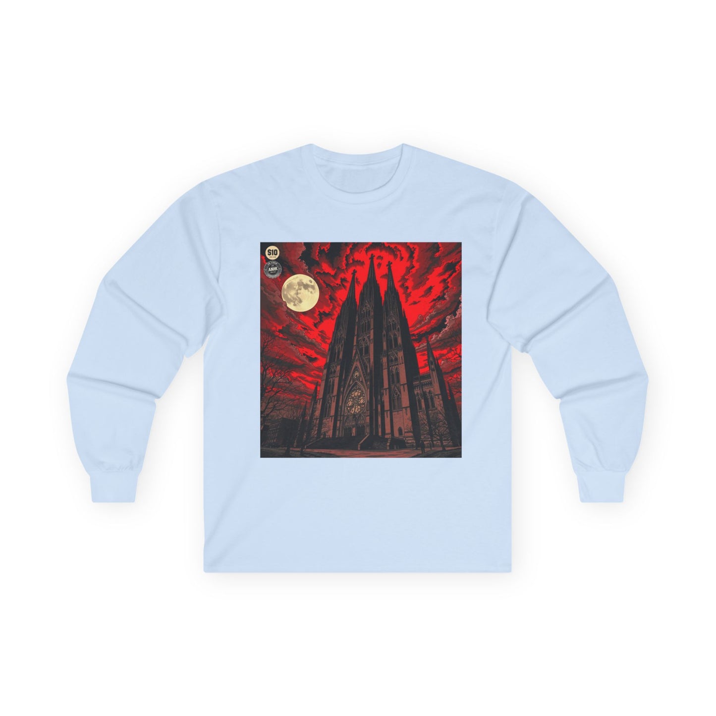 Moody Tee Gothic Moonrise Cathedral Long Sleeve Tee