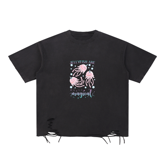 Snow Washed Raw-Hem T-Shirt